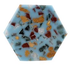 Turquoise Hexagon Terrazzo Marble Round Cabinet Knobs
